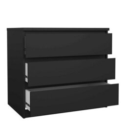 Wyld Haus Budapest Matt Black 3-Drawer Wooden Chest Compact Modern Dresser - thumbnail 6