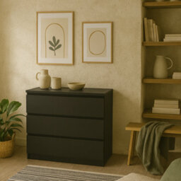 Wyld Haus Budapest Matt Black 3-Drawer Wooden Chest Compact Modern Dresser - thumbnail 2