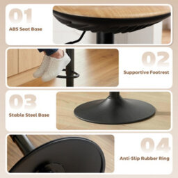 Homcom Set Of 2 Breakfast Barstools, Pu Leather Swivel Bar Stools, Oak - thumbnail 8