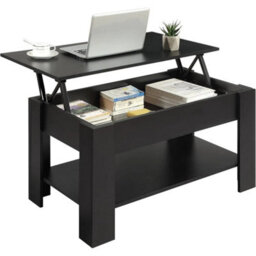 Stylish Lift-Top Coffee Table With Hidden Storage - Modern Black Wood Design - thumbnail 1