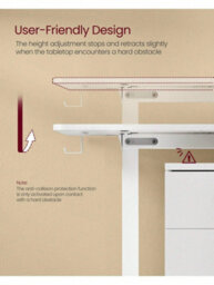 Vasagle Electric Standing Desk, Height Adjustable Desk, 70 X 160 X (72-120) Cm, 4 Memory Heights, Storage Pocket - thumbnail 7