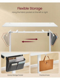 Vasagle Electric Standing Desk, Height Adjustable Desk, 70 X 160 X (72-120) Cm, 4 Memory Heights, Storage Pocket - thumbnail 6