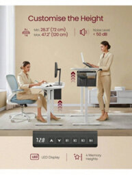Vasagle Electric Standing Desk, Height Adjustable Desk, 70 X 160 X (72-120) Cm, 4 Memory Heights, Storage Pocket - thumbnail 5