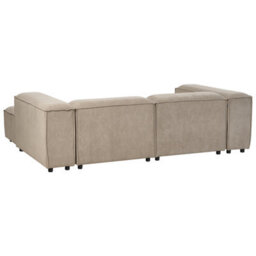 Beliani Modular Corner Sofa 3 Seater Ardal Corduroy Light Brown With Ottoman Left Hand - thumbnail 8