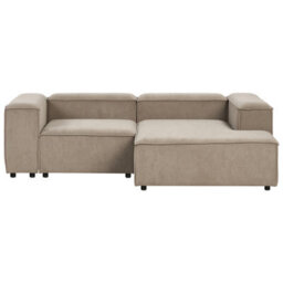 Beliani Modular Corner Sofa 3 Seater Ardal Corduroy Light Brown With Ottoman Left Hand - thumbnail 6