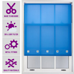 Blue Roller Blind With Chrome Square Eyelets And Meta Fittings Cut To Size By Furnished - (W)210Cm X (L)210Cm