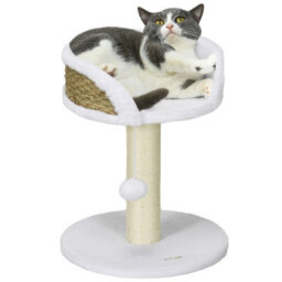 Stylish White Cat Tree Tower  Entertainment & Scratch Zone - thumbnail 1