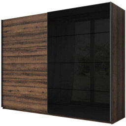 Arte Galaxy Sliding Door Wardrobe In Black Gloss & Monastery Oak - Timeless Elegance And Functional Design - W2700mm X H2100mm X D610mm - thumbnail 1
