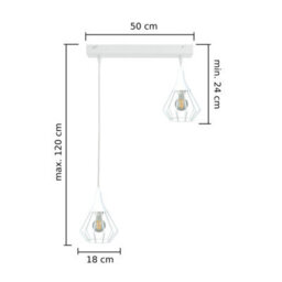 Luminosa Lighting Luminosa Selene Wire Frame Pendant Ceiling Light White 2X E27 - thumbnail 2