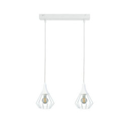 Luminosa Lighting Luminosa Selene Wire Frame Pendant Ceiling Light White 2X E27 - thumbnail 1