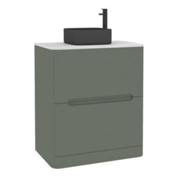 Royal Bathrooms Venice 700mm Sage Green Freestanding Bathroom Countertop Vanity Unit 2 Drawer With Art Square Basin - thumbnail 7