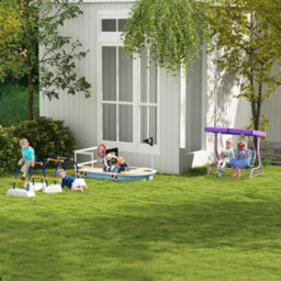 Outsunny 2 Seater Kids Swing Chair, Fairy-Themed With Adjustable Canopy - thumbnail 9