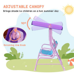 Outsunny 2 Seater Kids Swing Chair, Fairy-Themed With Adjustable Canopy - thumbnail 5