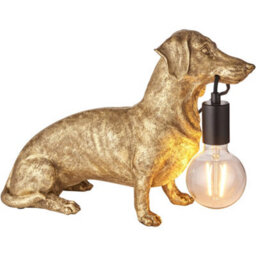 Loops Vintage Gold Paint Dashund Dog Table Lamp - 10W Led E27