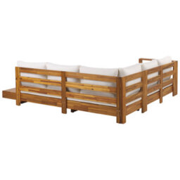 Beliani Garden Corner Sofa With Table 5 Seater Marettimo Right Hand Certified Acacia Wood Brown - thumbnail 6