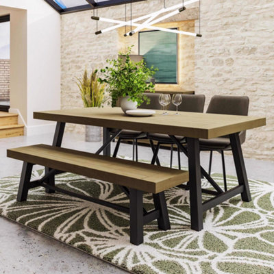 FWSTYLE Modern Industrial Driftwood Solid Pine 2M Dining Table - image 1