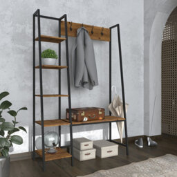 LPD Ealing Large Hallway Unit - Vintage Chic With Rustic Wood & Sleek Black Metal Frame W 111 X L 40 X H 171 Cm - thumbnail 5