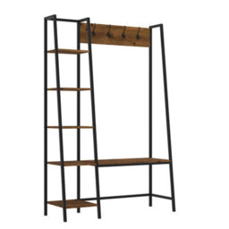 LPD Ealing Large Hallway Unit - Vintage Chic With Rustic Wood & Sleek Black Metal Frame W 111 X L 40 X H 171 Cm - thumbnail 1