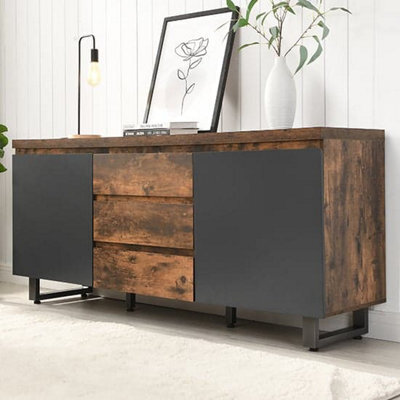 Furniture in Fashion Sydney Large Sideboard With 2 Door 3 Drawer In Rustic Oak - image 1