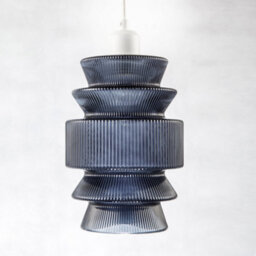 Happy Homewares Smoked Ribbed Glass Pendant Lamp Shade With Stacked Multi-Tiered Shape - thumbnail 4