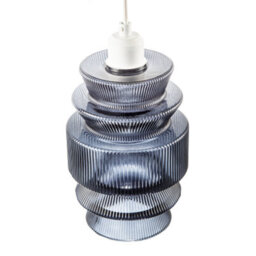 Happy Homewares Smoked Ribbed Glass Pendant Lamp Shade With Stacked Multi-Tiered Shape - thumbnail 3