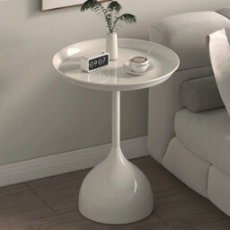 White Small End Table For Living Room Durable Powder Coated Iron Design - thumbnail 4