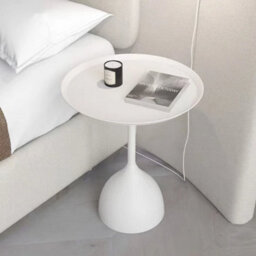 White Small End Table For Living Room Durable Powder Coated Iron Design - thumbnail 1