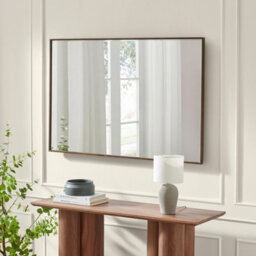 Furniturebox Uk Inga Walnut Wood Long Rectangle 120X80Cm Wall Mirror - thumbnail 3