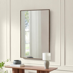 Furniturebox Uk Inga Walnut Wood Long Rectangle 120X80Cm Wall Mirror