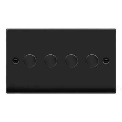 Matt Black 4 Gang 2 Way Led 100W Trailing Edge Dimmer Light Switch. - Se Home - image 1