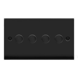 Matt Black 4 Gang 2 Way Led 100W Trailing Edge Dimmer Light Switch. - Se Home