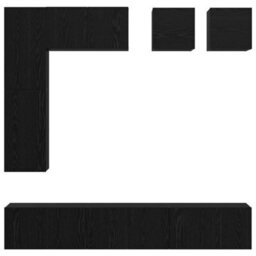 Berkfield Tv Cabinet Set 8 Pcs Black Oak Engineered Wood - thumbnail 9
