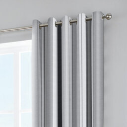 Fusion Whitworth Stripe Grey Fully Lined 100% Cotton Eyelet Curtains - thumbnail 2