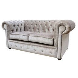 Chesterfield 2 Seater Sofa Settee Pastiche Mink Velvet In Classic Style - thumbnail 4
