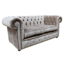 Chesterfield 2 Seater Sofa Settee Pastiche Mink Velvet In Classic Style - thumbnail 3