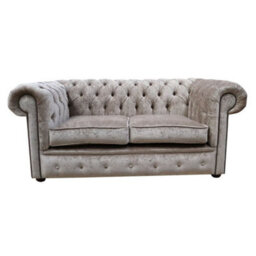 Chesterfield 2 Seater Sofa Settee Pastiche Mink Velvet In Classic Style - thumbnail 1