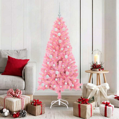 Vidaxl Christmas Tree With 150 Leds With Stand Pink 150 Cm Pvc - image 1