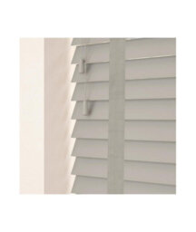 50mm Slat Pale Grey Real Wood Venetian Blind With Tapes 120Cm Drop 205Cm Wide
