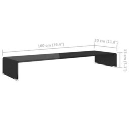 Vidaxl Tv Stand/monitor Riser Glass Black 100X30X13 Cm - thumbnail 6