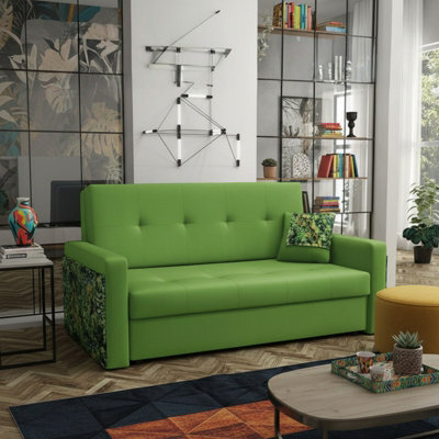 Viva Mel Iii Living Room Sofa Bed With Wavy Springs Wooden Legs Wooden Frame And Bedding Storage 160X98X86Cm Green - image 1