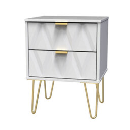 Diamond Ready Assembled Matt White No Effect 2 Drawer Bedside Chest (H)505mm (W)395mm (D)415mm - thumbnail 1