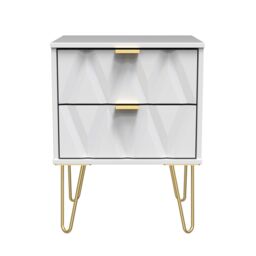 Diamond Ready Assembled Matt White No Effect 2 Drawer Bedside Chest (H)505mm (W)395mm (D)415mm - thumbnail 2