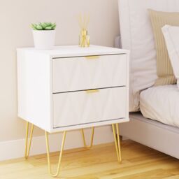 Diamond Ready Assembled Matt White No Effect 2 Drawer Bedside Chest (H)505mm (W)395mm (D)415mm - thumbnail 3