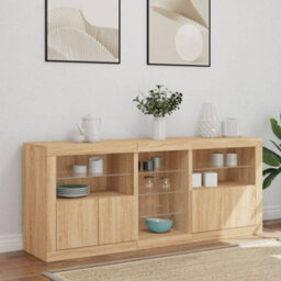 Vidaxl Sideboard With Led Lights Sonoma Oak 162X37X67 Cm - thumbnail 4