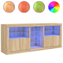 Vidaxl Sideboard With Led Lights Sonoma Oak 162X37X67 Cm - thumbnail 5