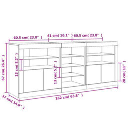 Vidaxl Sideboard With Led Lights Sonoma Oak 162X37X67 Cm - thumbnail 3