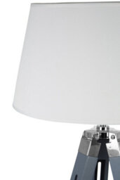 Orsina Grey Tripod Floor Lamp, Cream Linen Shade Ambient Lighting, Modern Industrial Standing Lamp With Wood Base - thumbnail 2
