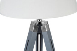 Orsina Grey Tripod Floor Lamp, Cream Linen Shade Ambient Lighting, Modern Industrial Standing Lamp With Wood Base - thumbnail 4