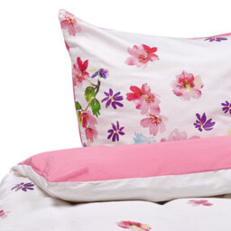 Beliani Duvet Cover Set Larynhill Sateen Cotton 155 X 220 Cm Pink