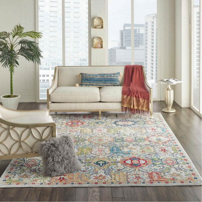 Grey/multicolour Luxurious Floral Persian Traditional Rug For Living Room Bedroom And Dining Room-71 X 244Cm (Runner)